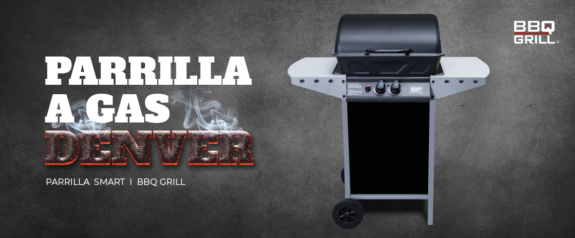 BBQ Grill DENVER parrilla 2 quemadores. Bandeja lateral plegable